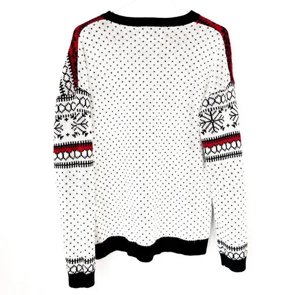 vintage christmas reindeer snowflake sweater L - Picture 3 of 4